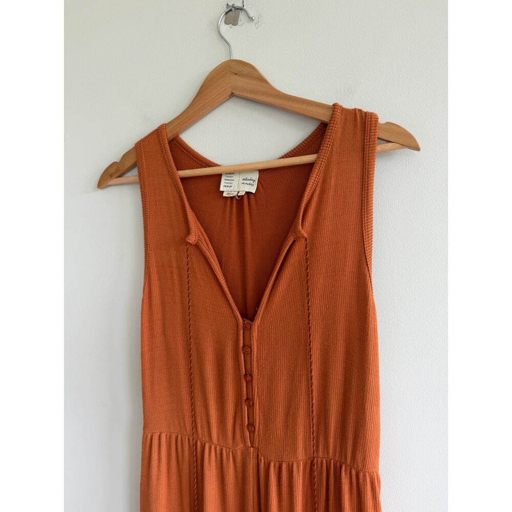 Anthropologie Saturday Sunday Marina Tiered Wide Leg Jumpsuit Terracotta XS - Picture 4 of 9